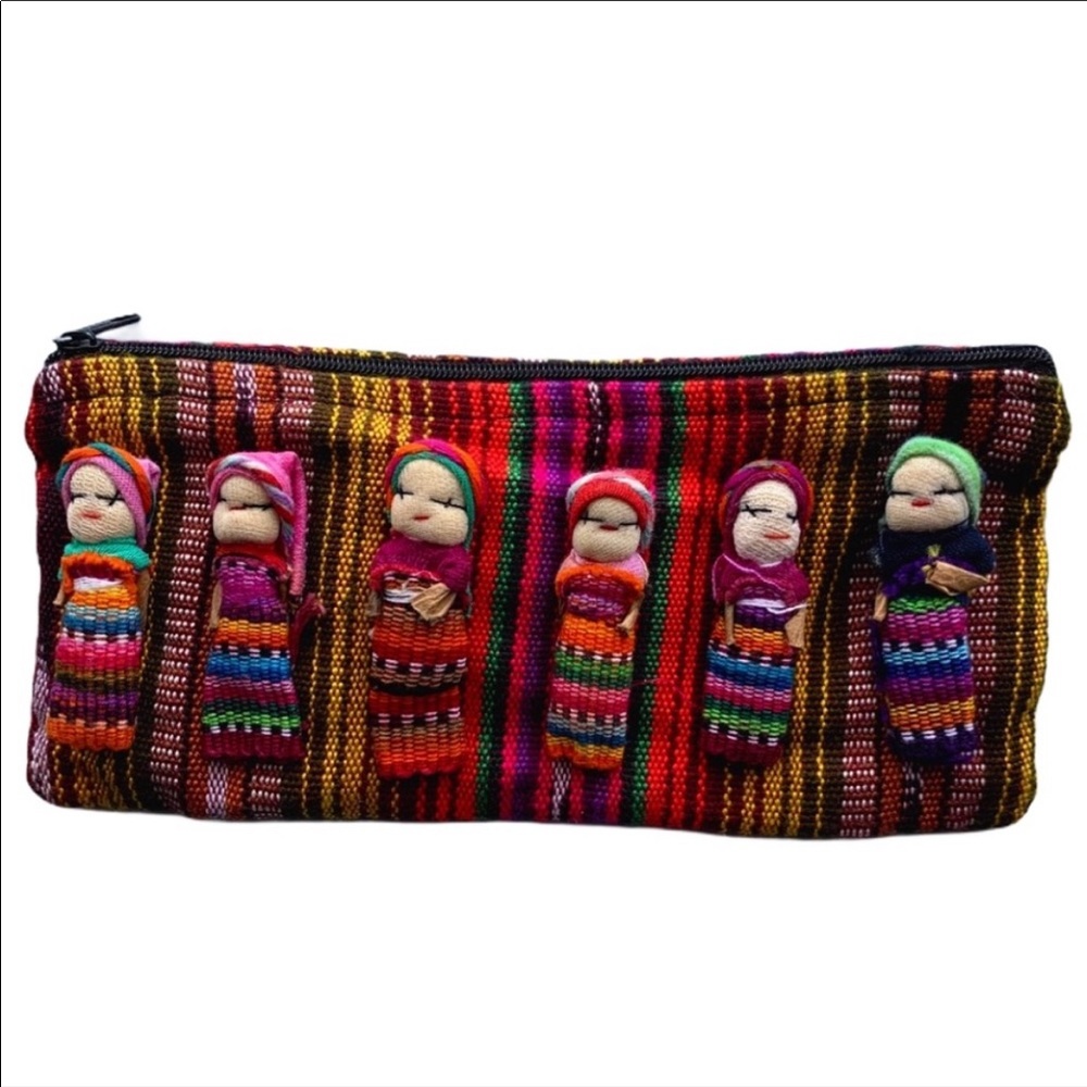 💚 Authentic Mexican Woven Rainbow Purse / makeup